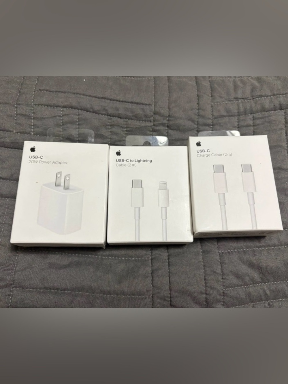 Apple USB-C Power Adapter and 2 Metre Charging Cables